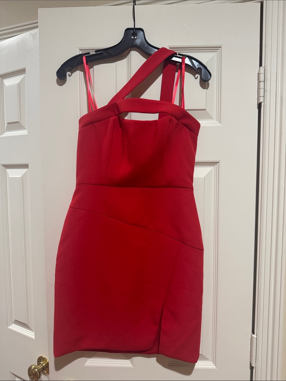 BCBG Red Asymmetric Strap Mini Dress